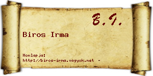 Biros Irma névjegykártya