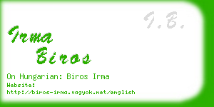 irma biros business card